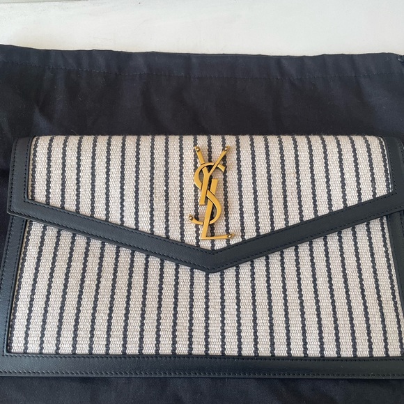 Authentic YSL Uptown Pouch leather with canvas - Picture 2 of 9